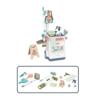 No Brainer Kids Cleaning Trolley Toy Set - 20 Pieces