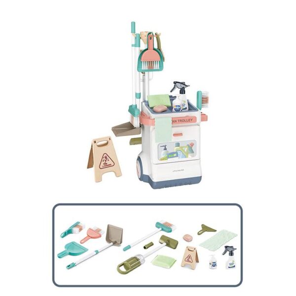 No Brainer Kids Cleaning Trolley Toy Set - 20 Pieces