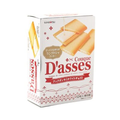 Sanritsu Couque D'asses White Chocolate Langue de Chat Cookies - 12 Pieces, 90g