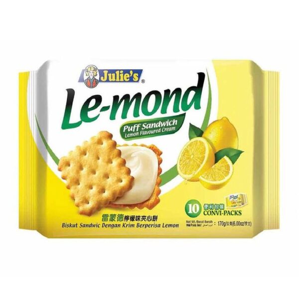 Julie's Le-mond Lemon Flavoured Cream Puff Sandwich Biscuits - 170g