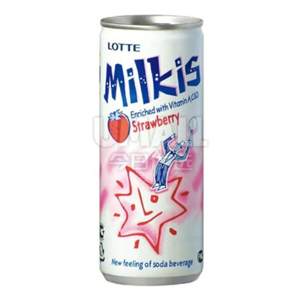 Lotte Milkis Strawberry Flavored Carbonated Yogurt Drink - 250ml