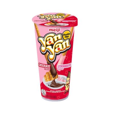 Meiji Yan Yan Double Dips Biscuit Sticks - Chocolate & Strawberry Flavour, 50g