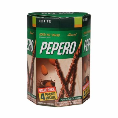 Lotte Pepero Almond & Chocolate Sticks - 4 Packs, 128g
