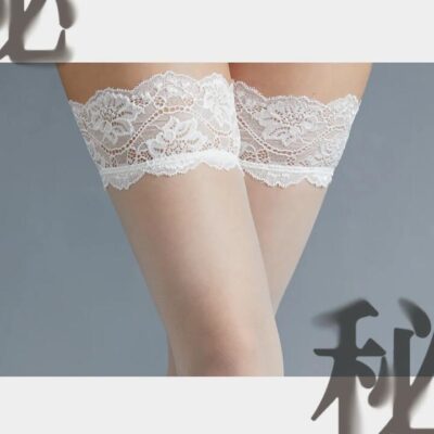 Ling Silk Stockings Secret Series - White Lace Trim, One Size