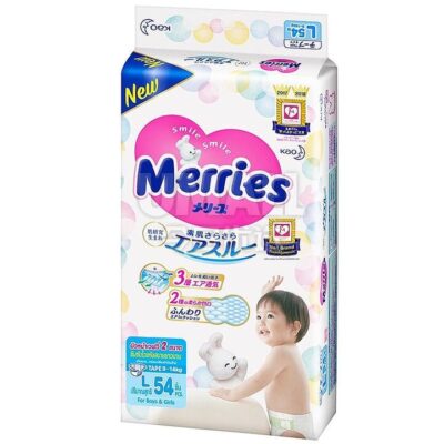 Merries Premium Baby Diapers L Size 54 Pieces (9-14kg)