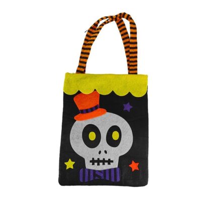 Halloween Trick-or-Treat Bag - Black Skull Design, 1 Piece
