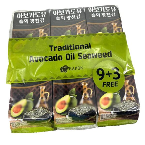 KFISH Traditional Avocado Oil Seaweed - 12 Packs, 48g