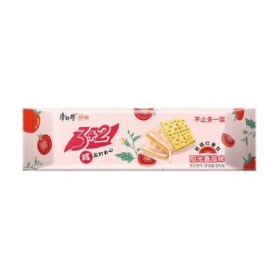 Master Kong 3+2 Soda Sandwich Biscuit Sunshine Tomato Flavor 125g