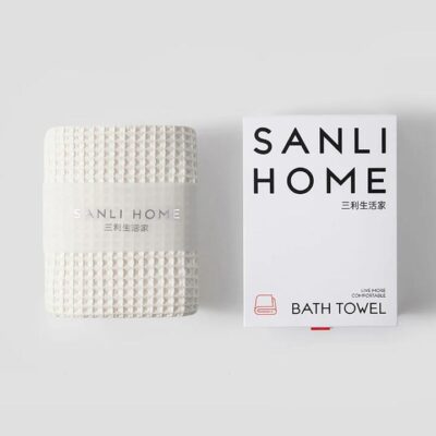 Sanli Cotton Waffle Bath Towel Gift Set - White 78x150cm