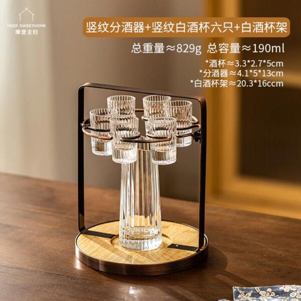 Modern Housewife Ribbed Decanter Set with Six Ribbed Shot Glasses and Stand