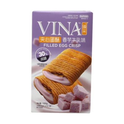 Vina Filled Egg Crisp Taro Milk Flavor - 100g