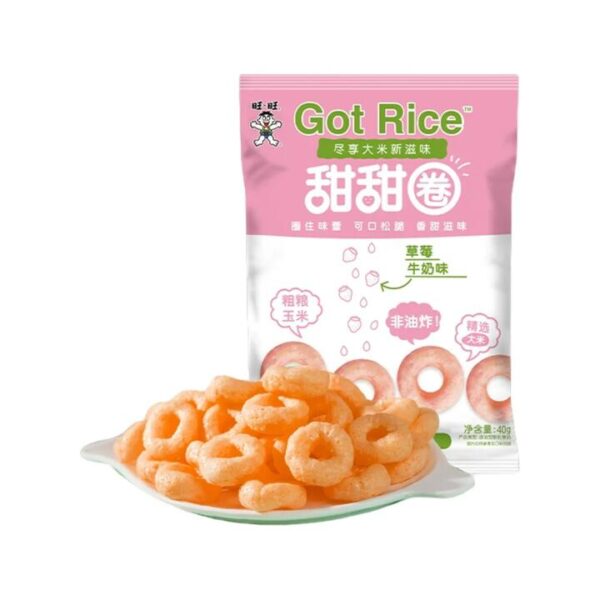 Want Want Strawberry Milk Flavored Rice Donuts - 40g