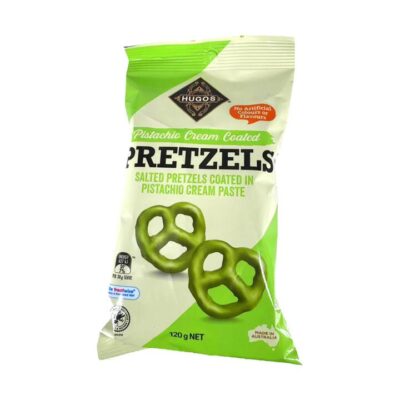 Hugos Pistachio Cream Coated Salted Pretzels - 120g