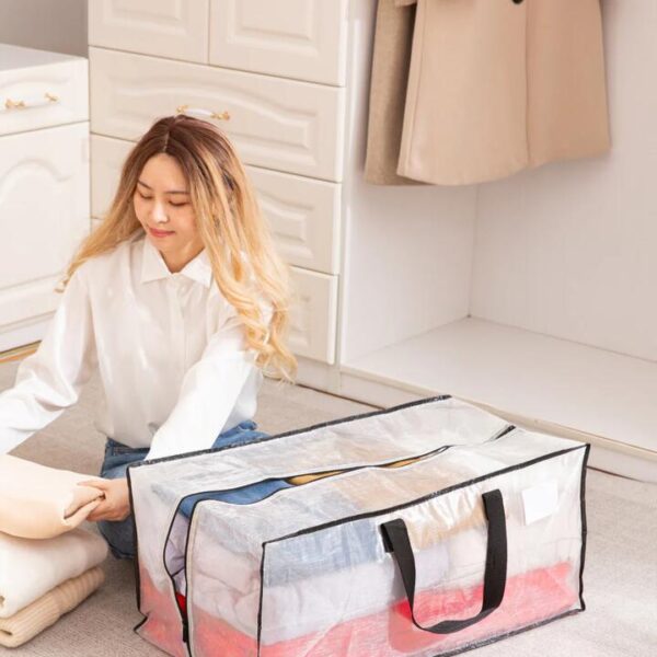 TAILI Transparent Moving Bags with Center Zipper – 73×33×38 cm, Pack of 3