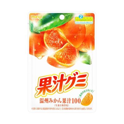 Meiji Fruit Juice Gummies – Japanese Satsuma Mandarin (Unshu Mikan) 54g - Soft Citrus Chew Candy Made with Real Juice