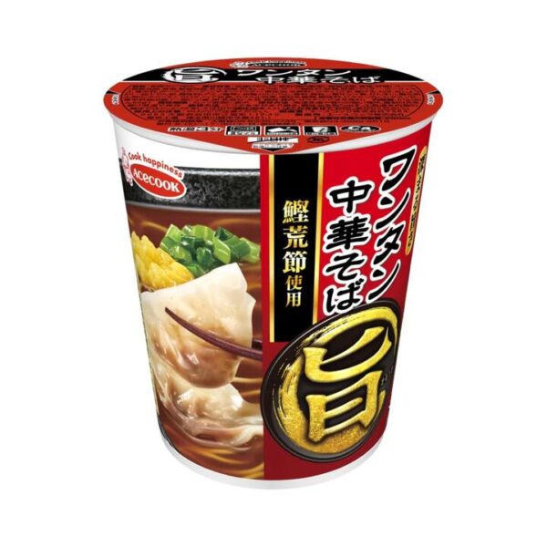 Acecook Wonton Chuka Soba "Kuro" Soy Sauce Cup Noodles 58g – Japanese Instant Wonton Ramen