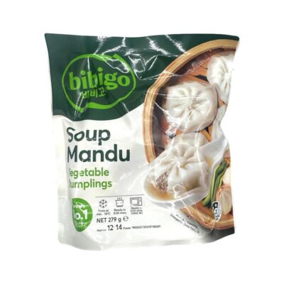Bibigo Soup Mandu Vegetable Dumplings 279g – Broth-Filled Chive & Mixed Veg Mini Buns