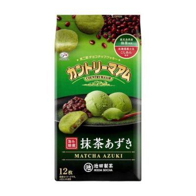 Fujiya Country Ma'am Matcha Azuki Cookies – Limited Ikeda Kagoshima Edition, 12 Pieces - Soft Japanese Green Tea & Red Bean Chocolate Chip Cookies