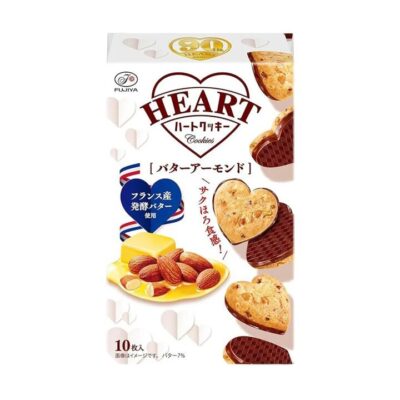 Fujiya Heart Butter Almond Cookies – 10 Pieces, 96g - Heart-Shaped Biscuits with French Fermented Butter & Crunchy Almonds