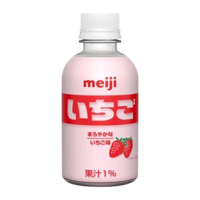 Meiji Strawberry Milk Drink 220ml – Classic Japanese Flavoured Milk Beverage, 1% Juice