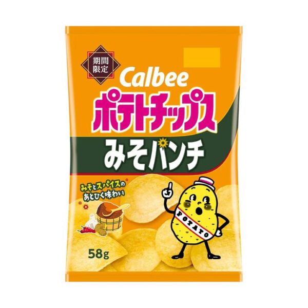 Calbee Potato Chips – Miso Punch Flavour 58g - Limited Edition Japanese Miso Spice Snack