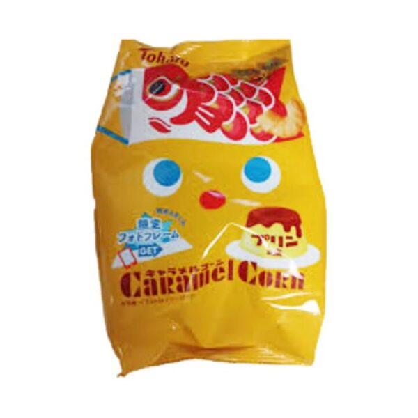 Tohato Caramel Corn Custard Pudding Flavour 62g – Japanese Sweet Puff Snack