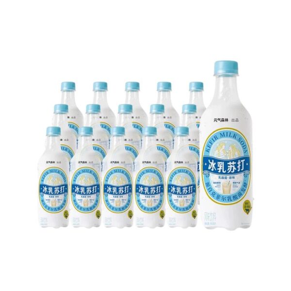 Genki Forest Kefir Milk Soda – Yogurt-Style Sparkling Drink 450ml × 15 Bottles