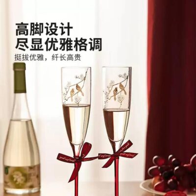 Modern Housewife Designer Champagne Flute Gift Set – 2 Glasses, 150 ml Each – Bridal Toasting Glasses