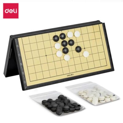 Deli Magnetic Folding Gomoku Board Game (Black) – Travel-Size Five-in-a-Row Set