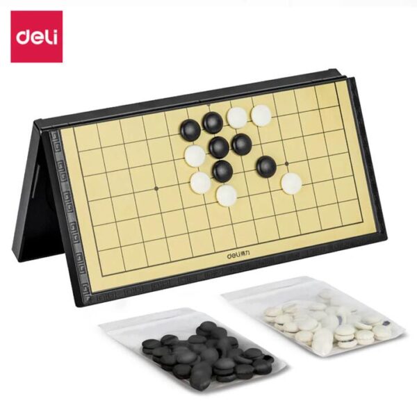 Deli Magnetic Folding Gomoku Board Game (Black) – Travel-Size Five-in-a-Row Set