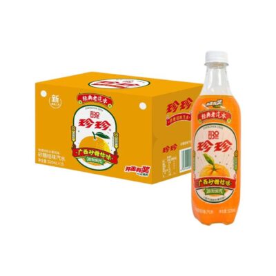 Zhenzhen Classic Mandarin Sparkling Soda (Guangxi Shatang Tangerine Flavour) – 520ml × 15 Bottles - Retro Chinese Mandarin Soda