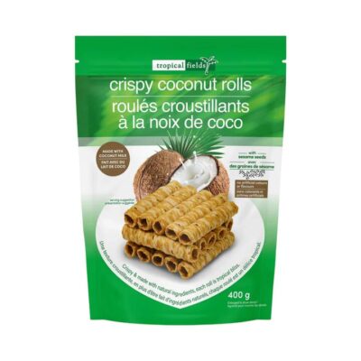 Tropical Fields Crispy Coconut Rolls with Sesame Seeds 400g – Coconut Milk Wafer Rolls