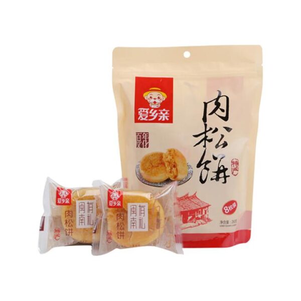 Aixiangqin Pork Floss Pastry Cakes 260g – 8 Individually Wrapped Meat Floss Snack Cakes