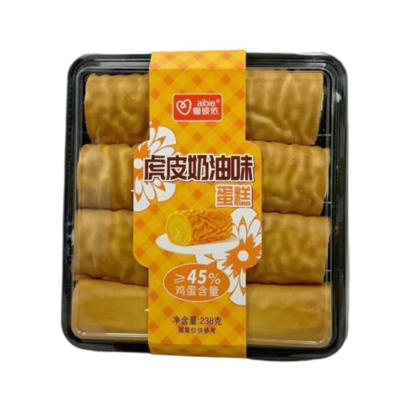 Aibie Tiger Skin Cream Swiss Roll Cakes 238g – Soft Egg Sponge Snack