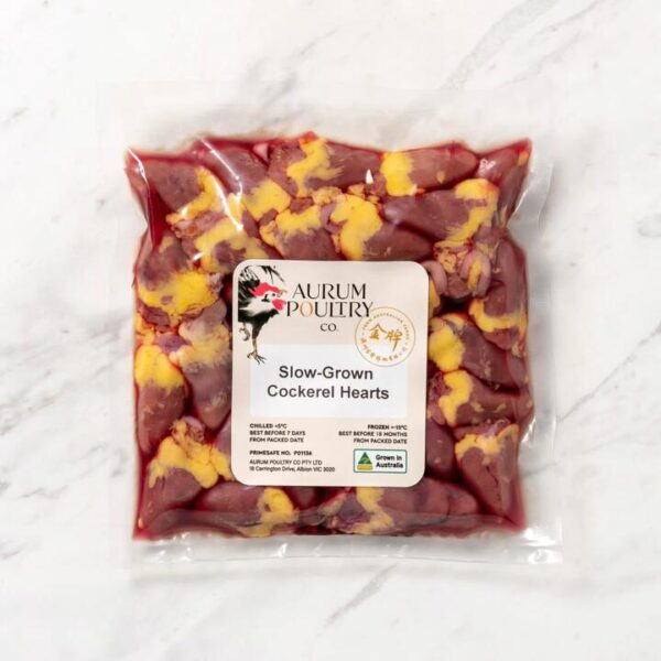Aurum Poultry Slow-Grown Cockerel Hearts (Chicken Hearts) – 250g