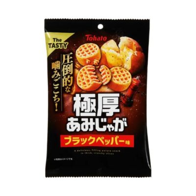 Tohato The Tasty Thick-Cut Waffle Potato Chips – Black Pepper Flavour 45g - Extra Crunchy Lattice-Cut Snack