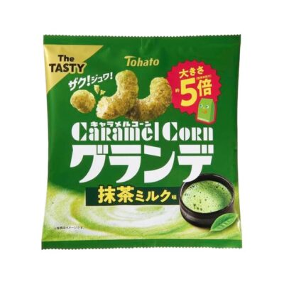 Tohato Caramel Corn Grande – Matcha Milk Flavour 55g - Japanese Puff Corn Snack