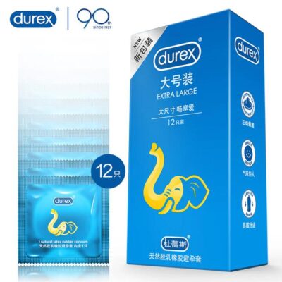 Durex Extra Large Natural Latex Condoms - 12 Pack - XL Size, Easy-On, Lubricated