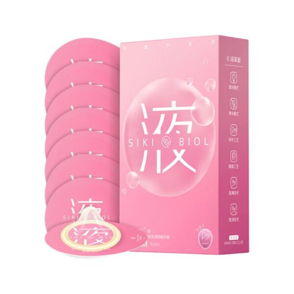 SIKI BIOL Liquid Series Water-Thin Condoms – 8 pcs - Ultra-Thin Lubricated Latex