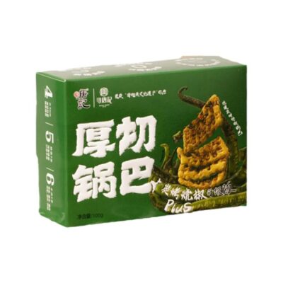 Xuntangji Thick-Cut Guoba Rice Crackers - Charcoal-Grilled Chili Pepper (Spicy) 100g