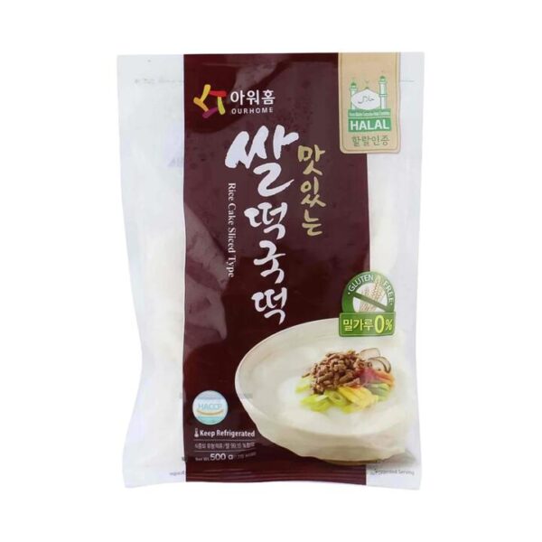 OurHome Korean Sliced Rice Cakes for Tteokguk 500g - Rice Cake Soup Slices