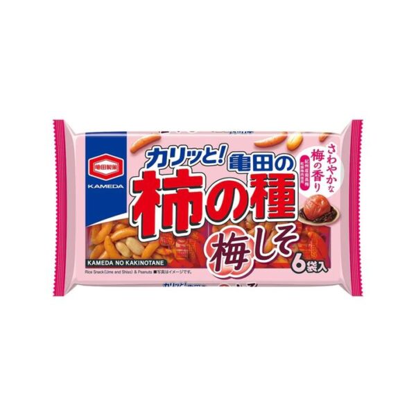 Kameda Kaki no Tane Ume Shiso Rice Crackers & Peanuts – 6 Packs (164 g)