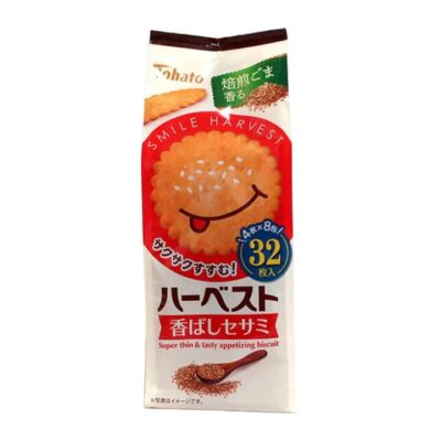 Tohato Smile Harvest Sesame Biscuits 88g – Thin & Crispy, 32 Biscuits (8 Mini Packs)