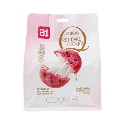 a1 Rice Cake Cookies Strawberry 90g - Chewy Mochi-Filled Cookies