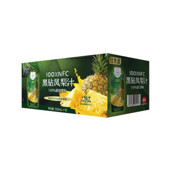 Jiaguoyuan 100% NFC (Not From Concentrate) Black Diamond Pineapple Juice – 330ml x 10 - Limited Import