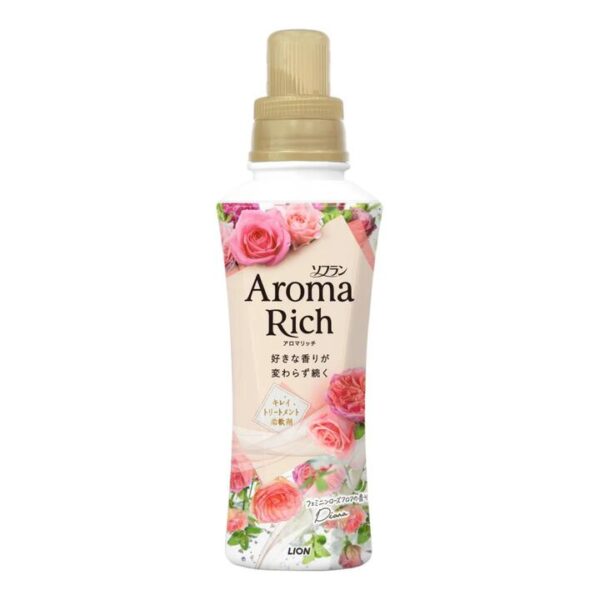 Lion Soflan Aroma Rich Fabric Softener – Elegant Rose (Light Pink Bottle) 480ml