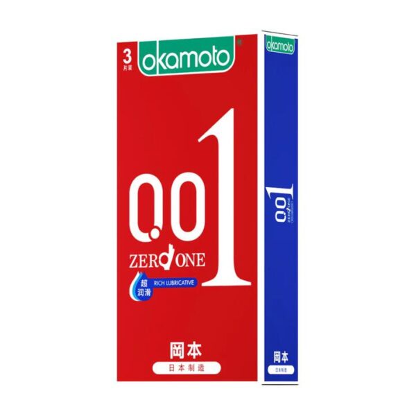 Okamoto Zero One 0.01 mm Extra Lubricated Ultra‑Thin Condoms - 3 Pack