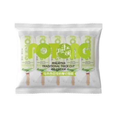 Meiqi Malaysian-Style Thick-Cut Ice Cream Bars, Pandan – 5 Sticks, 400g - Potong-Style Pandan Ice Cream Bars