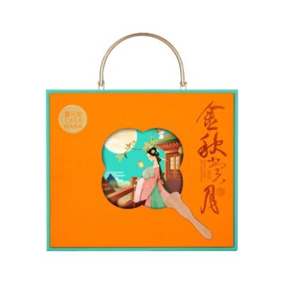 Casa Hana Autumn Elegance 4B Series Mooncake Gift Box – Lava Custard, Taro Pearl, Snow Rose, Matcha Red Bean Mochi (4 Pieces, 680 g) - Mid-Autumn Festival Gift Set