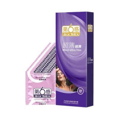 Six Sex Moist Ultra Thin Condoms - 24 Pack - Ultra Thin & Extra Lubricated Latex Condoms